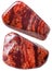 Two red brecciated jasper gemstones isolated
