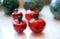 Two red ceramic pomegranate