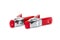 Two red clamps on white background