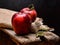 Two red delicious apple dark photo rustic color fresh vegan