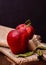 Two red delicious apple dark photo rustic eyedrops light color fresh