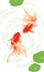 Two red golden fish on white background vertical