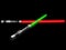 Two red and green 3d light future swords black