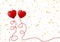 Two Red Hearts and Orange Dots Pattern in White Background
