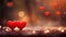 Two red hearts on a stylish romantic background with a beautiful bokeh. Love, relationships, dating. Valentine's day