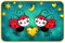 Two red ladybugs with Yellow heart - birthday