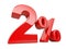 Two red percent symbol. 2% percentage rate. Special offer discount.