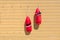 Two red rescue buoys