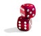 Two red stacked dice