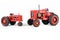 Two Red Toy Tractors Isolated