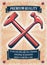 Two retro hammers tool shop poster