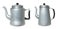 Two retro kettle on white background