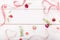 Two ribbon magic hearts on wooden backround, Valentine day concept