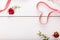 Two ribbon magic hearts on wooden backround, Valentine day concept