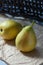 Two ripe pear fell from basket