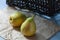 Two ripe pear fell from basket