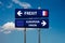 Two road signs, french elections frexitand european union