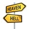 Two road signs - heaven hell choice