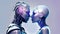 Two robots kissing. Generative AI