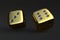 Two rolling dice, poker dice, ivories, bone, devil`s bones on dark background