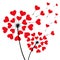 Two romantic dandelions heart shaped