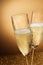 Two romantic flutes of sparkling champagne