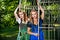 Two romantic girls wearing dirndl