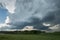 Two rotating wall clouds of a severe supercell thunderstorm