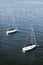 Two sailboats floating in a harbor in Boston, Massachusetts