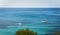 Two Sailing boat on blue mediterranean water in Ibiza island