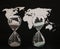 Two sandglasses, world political map, time passing