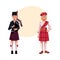 Two Scottish men in national clothes, tartan beret and kilt