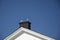 Two seagulls sitting on a chimney rooftop