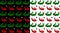 Two seamless patterns, crocodiles green and red, with open mouth