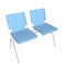 Two-seater stackable plastic chair, 3D illustration