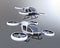 Two self-driving passenger drones flying in the sky