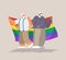 two senior men holding lgbt rainbow flag gay lesbian love parade pride festival transgender love concept