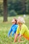 Two senior women are doing wellness yoga