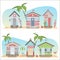 Two sets depicting beach stilt houses