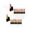 Two sets of multi-colored lipsticks, shades of pink and brown in black case. Vector illustration