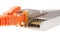 Two SFP network module with orange RJ45 iack