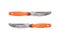 two sharp knives for peeling fruits and vegetables isolated on w