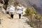 Two sherpa porters carrying heavy sacks,Himalaya,Everest region