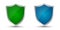 Two shields green and blue icons, protect signs â€“ vector