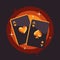 Two shiny playing card aces on gold background. Poker flat illustration