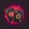 Two shiny playing card aces on red background. Poker flat illustration