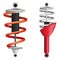 Two shock absorbers on a white background