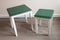 Two side nest of tables with green top and white colored legs painted with chalk paint.