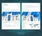 Two sided brochure or flayer template design with exterior building blurred color photo. Mock-up cover in blue vector modern style