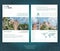 Two sided brochure or flayer template design with exterior building blurred photo elements. Mock-up cover in Arabic geometric vect